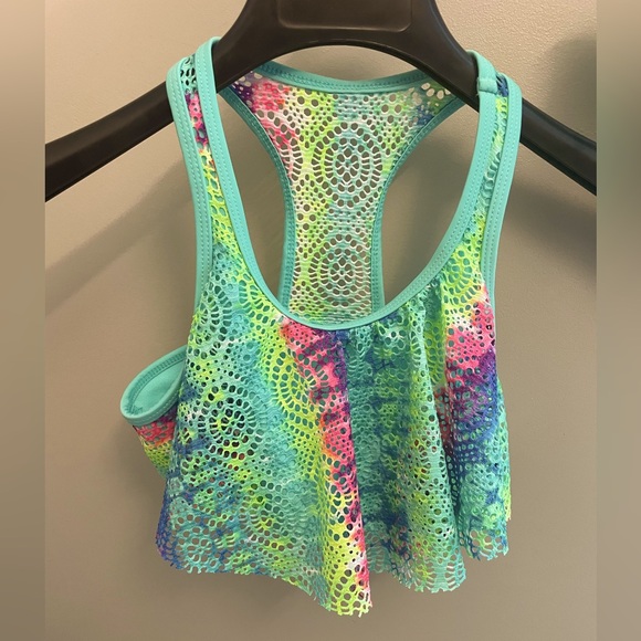 Wonder Nation Girls Bikini Bathing Suit Two Piece Sz Large 10-12 Green Colorful - Picture 3 of 11